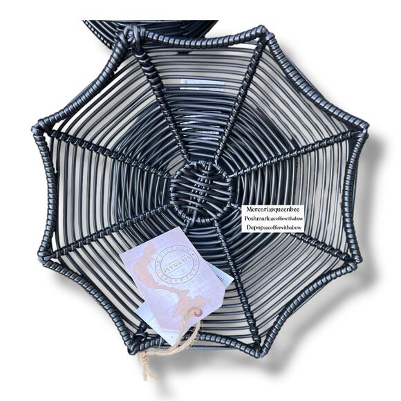 Elevated Wicker Rattan Spiderweb Bowls Halloween Boho Farmhouse Cottage - Picture 3 of 3